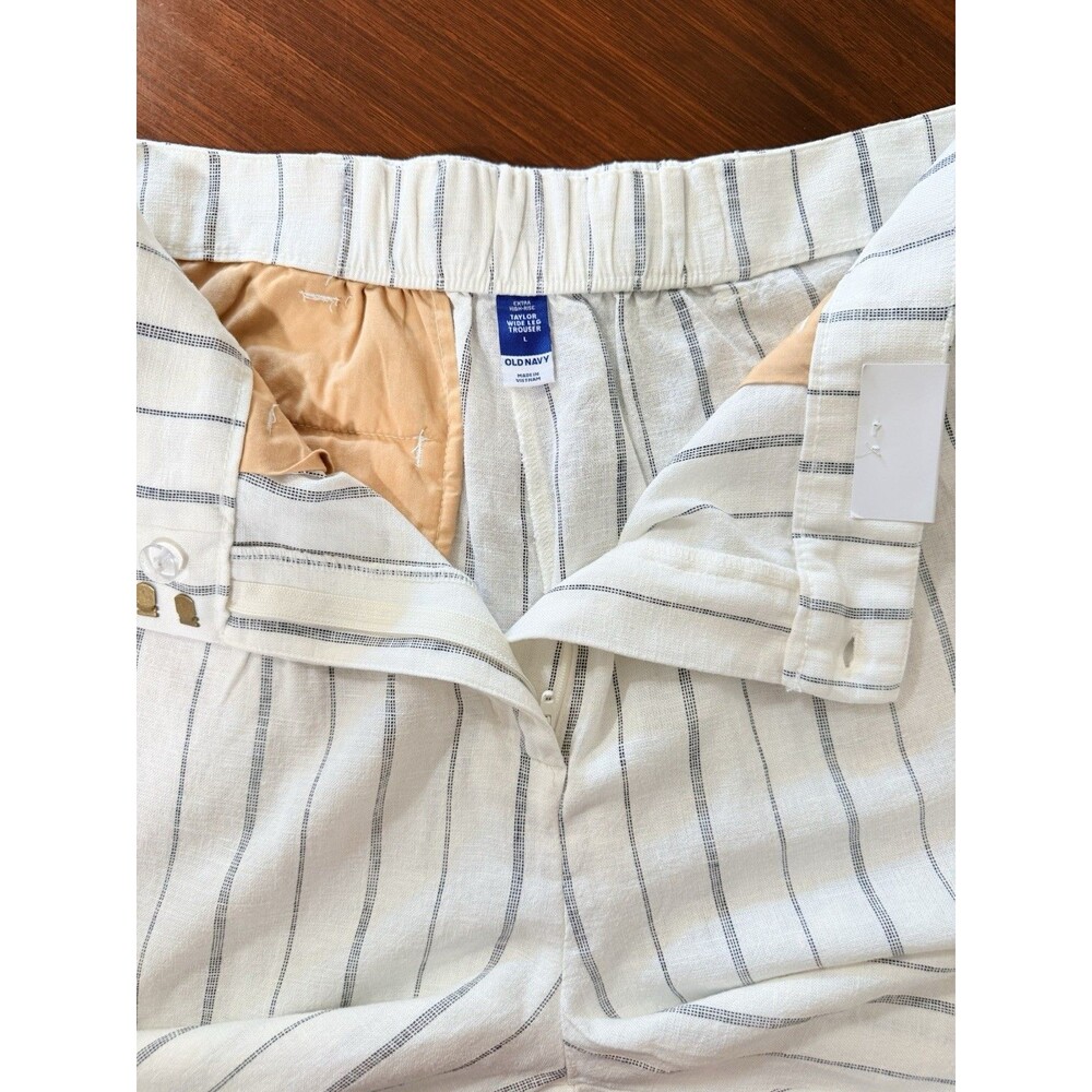 Old Navy Extra High-Rise Taylor Wide Leg Trousers Size L Striped Linen NWT - Picture 8 of 11